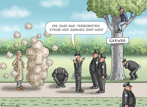 Cartoon: RAF-TERRORISTEN STAUB UND GARWEG (medium) by marian kamensky tagged raf,terroristen,staub,und,garweg,raf,terroristen,staub,und,garweg