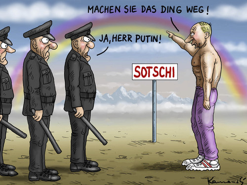 Cartoon: Regenbogenhasser Putin (medium) by marian kamensky tagged olympische,winterspiele,in,sotschi,putin,homophobie,regenbogen,olympische,winterspiele,in,sotschi,putin,homophobie,regenbogen