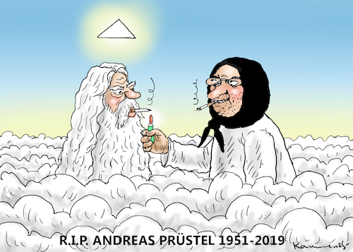 Cartoon: RIP ANDREAS PRÜSTEL 1951-2019 (medium) by marian kamensky tagged brexit,theresa,may,england,eu,schottland,weicher,wahlen,boris,johnson,nigel,farage,ostern,seidenstrasse,xi,jinping,referendum,trump,monsanto,bayer,glyphosa,strafzölle,brexit,theresa,may,england,eu,schottland,weicher,wahlen,boris,johnson,nigel,farage,ostern,seidenstrasse,xi,jinping,referendum,trump,monsanto,bayer,glyphosa,strafzölle