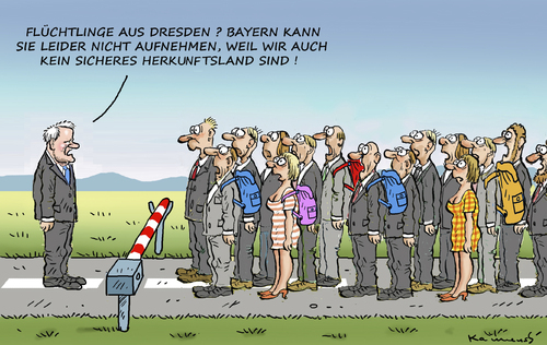 Cartoon: SACHSEN IN BAYERN (medium) by marian kamensky tagged dresden,pegida,bayern,seehofer,föüchtlinge,sichere,herkunftsländer,dresden,pegida,bayern,seehofer,föüchtlinge,sichere,herkunftsländer