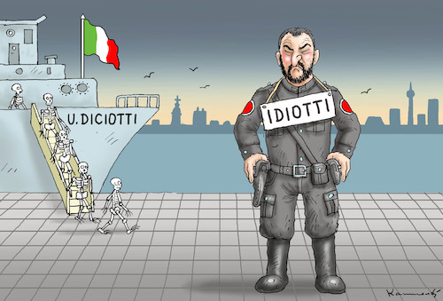 Cartoon: SALVINI IDIOTTI (medium) by marian kamensky tagged merkel,seehofer,unionskrise,csu,cdu,flüchtlinge,kontrollzentren,für,salvini,digiotti,merkel,seehofer,unionskrise,csu,cdu,flüchtlinge,kontrollzentren,für,salvini,digiotti