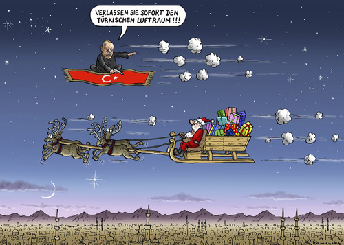 Cartoon: SANTA BEI ERDOWAHN (medium) by marian kamensky tagged santa,bei,erdowahn,weihnachten,santa,bei,erdowahn,weihnachten