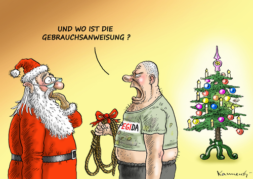 Cartoon: SANTA IN DRESDEN (medium) by marian kamensky tagged santa,klaus,weihnachten,geschenke,pegida,dresden,bescherung,santa,klaus,weihnachten,geschenke,pegida,dresden,bescherung