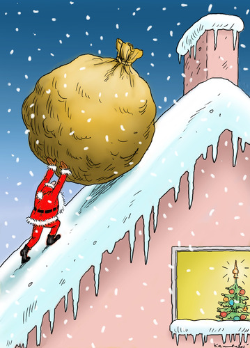 Cartoon: Santa Sisyphus (medium) by marian kamensky tagged humor,weihnachten,weihnachtsmann,geschenke