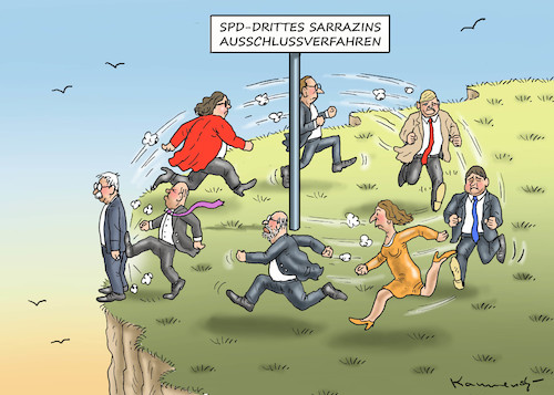 Cartoon: SARRAZINS DRITTES AUSSCHLUSSVERV (medium) by marian kamensky tagged groko,spd,parteitag,schulz,würselen,merkel,andrea,nahles,hessen,wahlen,sarrazin,ausschlussverfahren,groko,spd,parteitag,schulz,würselen,merkel,andrea,nahles,hessen,wahlen,sarrazin,ausschlussverfahren