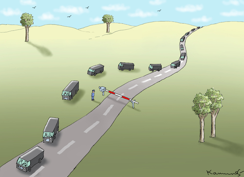 Cartoon: SCHARFBEWACHUNG (medium) by marian kamensky tagged schleppereskalation,an,der,polnischen,grenze,faeser,schleppereskalation,an,der,polnischen,grenze,faeser