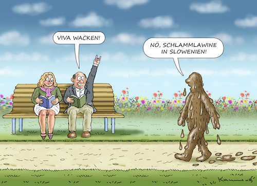 Cartoon: SCHLAMMLAWINE IN SLOWENIEN (medium) by marian kamensky tagged schlammlawine,in,slowenien,schlammlawine,in,slowenien