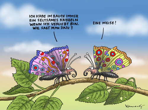 Cartoon: Schmetterlingsmeise (medium) by marian kamensky tagged liebe,schmetterlinge,im,bauch,liebe,schmetterlinge,im,bauch,sex