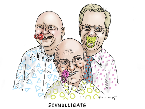 Cartoon: Schnulligate (medium) by marian kamensky tagged schnulligate,wulf,glaesecker,schnulleraffäre,schnulligate,wulff
