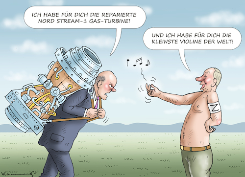 Cartoon: SCHOLZ BEGEGNET PUTIN (medium) by marian kamensky tagged wartungsarbeiten,an,nord,stream,wartungsarbeiten,an,nord,stream