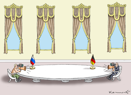 Cartoon: SCHOLZ IN MOSKAU (medium) by marian kamensky tagged putins,bescherung,ukraine,provokation,baerbock,scholz,lawrow,nato,osterweiterung,putins,bescherung,ukraine,provokation,baerbock,scholz,lawrow,nato,osterweiterung