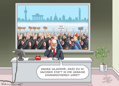 Cartoon: SCHOLZ RETTET DIE UKRAINE (medium) by marian kamensky tagged putins,bescherung,ukraine,provokation,nato,osterweiterung,putins,bescherung,ukraine,provokation,nato,osterweiterung