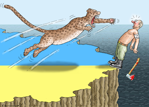 Cartoon: SCHOLZ SCHICKT LEOPARDEN (medium) by marian kamensky tagged flucht,aus,cherson,putin,energieterror,weihnachtsgenozid,in,der,ukraine,abrams,leopard,flucht,aus,cherson,putin,energieterror,weihnachtsgenozid,in,der,ukraine,abrams,leopard