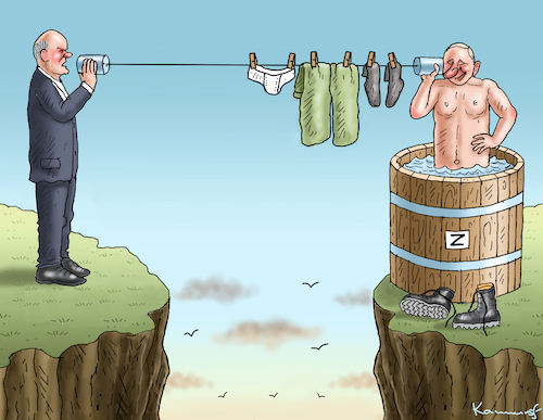 Cartoon: SCHOLZ TELEFONIERT MIT PUTIN (medium) by marian kamensky tagged scholz,telefoniert,mit,putin,scholz,telefoniert,mit,putin