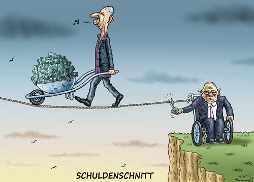 Cartoon: SCHULDENSCHNITT (medium) by marian kamensky tagged alexis,tsipras,griechenland,rettungsschirm,eu,griechowestern,alexis,tsipras,griechenland,rettungsschirm,eu,griechowestern