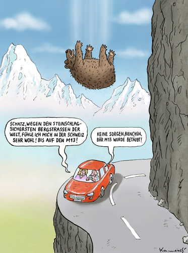 Cartoon: Schweizer Bär M13 (medium) by marian kamensky tagged schweizer,berge,bär,m13,tierschutz,tourismus,tierschutz,tourismus,tiere,bär,steinschlag