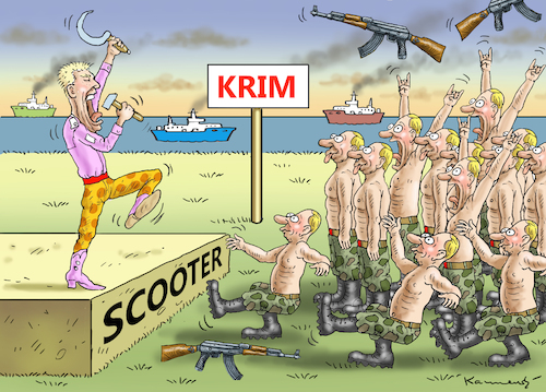 Cartoon: SCOOTER BAXXTARD AUF DER KRIM (medium) by marian kamensky tagged scooter,baxxtard,auf,der,krim,putin,scooter,baxxtard,auf,der,krim,putin
