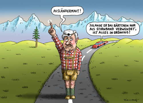 Cartoon: Seehofers Ausländermaut (medium) by marian kamensky tagged horst,seehofer,autobanhmaut,für,ausländer,bayern,wahlen,horst,seehofer,autobanhmaut,für,ausländer,bayern,wahlen