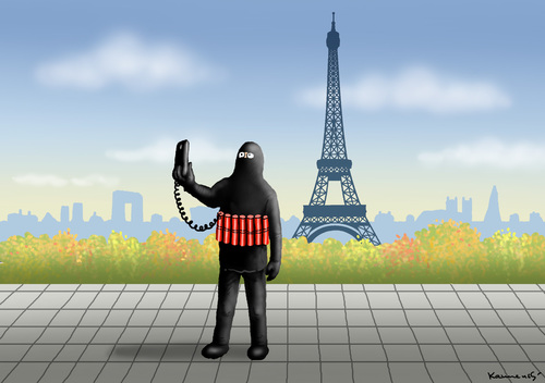 Cartoon: SELFIE IN PARIS (medium) by marian kamensky tagged hollande,trifft,obama,terroranschlag,in,paris,hollande,trifft,obama,terroranschlag,in,paris