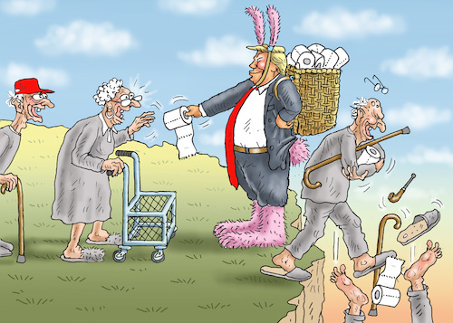 Cartoon: SELTSAMER HASE DONNY (medium) by marian kamensky tagged coronavirus,epidemie,gesundheit,panik,stillegung,trump,pandemie,coronavirus,epidemie,gesundheit,panik,stillegung,trump,pandemie