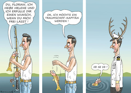 Cartoon: SILBEREISEN - VOM ARMEN FISCHER (medium) by marian kamensky tagged silberesen,fischer,traumschiff,schmalz,silberesen,fischer,traumschiff,schmalz