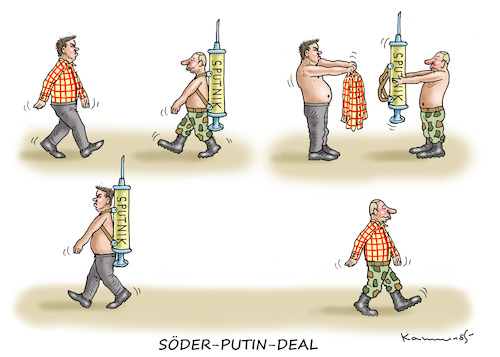 Cartoon: SÖDER-PUTIN-DEAL (medium) by marian kamensky tagged coronavirus,epidemie,gesundheit,panik,stillegung,george,floyd,twittertrump,pandemie,weihnachten,söder,putin,sputnik,santa,klaus,coronavirus,epidemie,gesundheit,panik,stillegung,george,floyd,twittertrump,pandemie,weihnachten,söder,putin,sputnik,santa,klaus