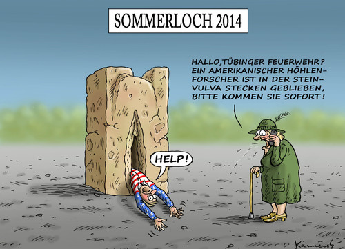 Cartoon: Sommerloch 2014 (medium) by marian kamensky tagged tübingen,sommerloch,hählenforscher,tübingen,sommerloch,hählenforscher