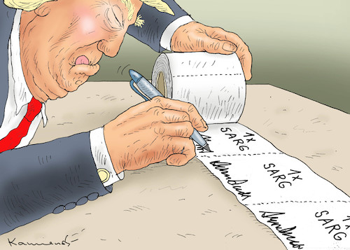 Cartoon: SPENDABLER TRUMP (medium) by marian kamensky tagged coronavirus,epidemie,gesundheit,panik,stillegung,trump,pandemie,coronavirus,epidemie,gesundheit,panik,stillegung,trump,pandemie