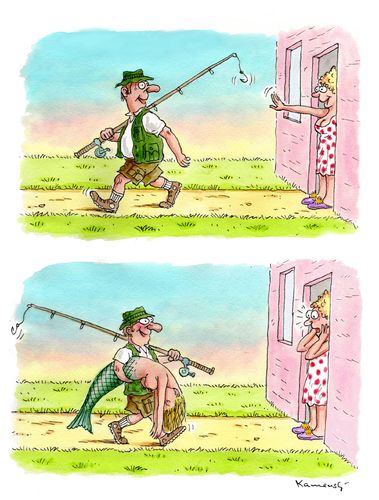 Cartoon: Springtimefishing (medium) by marian kamensky tagged frühling,ostern,osterhase,ostereier,feiertage,frühling,ostern,osterhase,ostereier,feiertage,meerjungfrau,angeln,angler