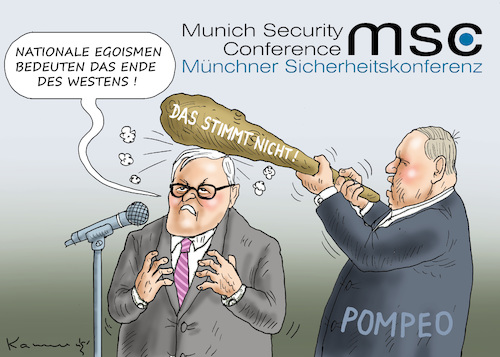 Cartoon: STEINMEIER BEI DER MSC (medium) by marian kamensky tagged brexit,theresa,may,england,eu,schottland,weicher,wahlen,boris,johnson,nigel,farage,ostern,seidenstrasse,xi,jinping,referendum,trump,monsanto,bayer,glyphosa,strafzölle,coronavirus,brexit,theresa,may,england,eu,schottland,weicher,wahlen,boris,johnson,nigel,farage,ostern,seidenstrasse,xi,jinping,referendum,trump,monsanto,bayer,glyphosa,strafzölle,coronavirus