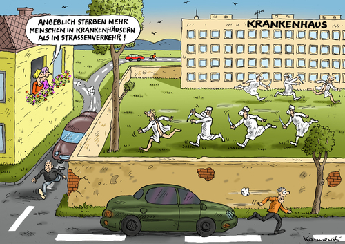 Cartoon: Sterbestatistik (medium) by marian kamensky tagged adac,sterbestatistik,krankenhäuser,adac,sterbestatistik,krankenhäuser