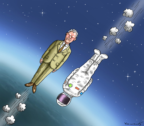 Cartoon: Strohnach vs Baumgartner (medium) by marian kamensky tagged frank,strohnach,felix,baumgartner,österreich,frank,strohnach,felix,baumgartner,österreich