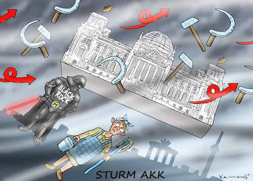 Cartoon: STURM AKK (medium) by marian kamensky tagged merkel,seehofer,unionskrise,csu,cdu,flüchtlinge,gauland,merz,afd,akk,spahn,pegida,hutbürger,höcke,führer,wahlen,thüringen,kemmerich,merkel,seehofer,unionskrise,csu,cdu,flüchtlinge,gauland,merz,afd,akk,spahn,pegida,hutbürger,höcke,führer,wahlen,thüringen,kemmerich