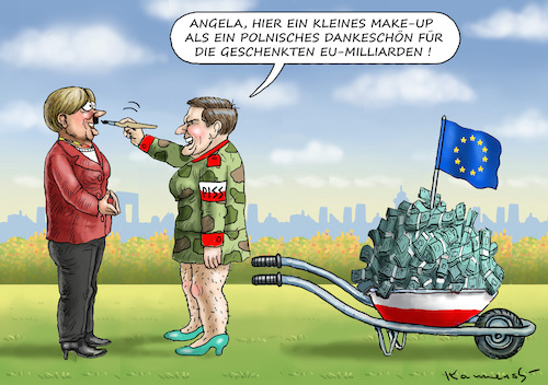 Cartoon: SZYDLO BEDANKT SICH BEI MERKEL (medium) by marian kamensky tagged merkel,besucht,piss,szydlo,in,polen,merkel,besucht,piss,szydlo,in,polen