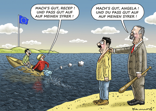 Cartoon: TAUSCHHANDEL (medium) by marian kamensky tagged flüchtlingspolitik,griechenland,eu,österreich,deutschland,türkei,gabrial,schäuble,erbarmumngswürdig,flüchtlingspolitik,griechenland,eu,österreich,deutschland,türkei,gabrial,schäuble,erbarmumngswürdig