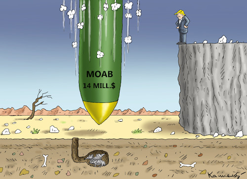 Cartoon: TEUERE MUTTER ALLER BOMBEN (medium) by marian kamensky tagged assad,in,chan,schaichun,sarin,giftgasanschlag,trump,moab,afganistan,tomahawk,assad,in,chan,schaichun,sarin,giftgasanschlag,trump,moab,afganistan,tomahawk