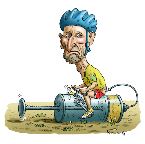 Cartoon: The bicycle Armstrong (medium) by marian kamensky tagged radsport,tour,de,france,armstrong,dopping,skandal,radsport,tour,de,france,armstrong,dopping,skandal