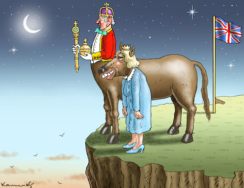 Cartoon: THE KING AND THE QUEEN CAMILLA (medium) by marian kamensky tagged the,king,and,queen,camilla,the,king,and,queen,camilla