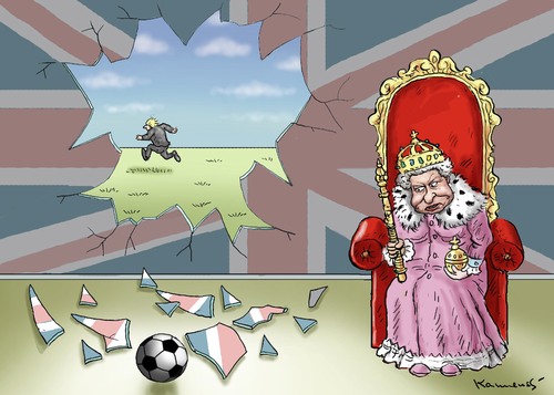 Cartoon: THE QUEEN IS NOT AMUSED (medium) by marian kamensky tagged cameron,brexit,eu,joe,cox,ukip,nationalismus,nigel,farage,boris,johnson,cameron,brexit,eu,joe,cox,ukip,nationalismus,nigel,farage,boris,johnson