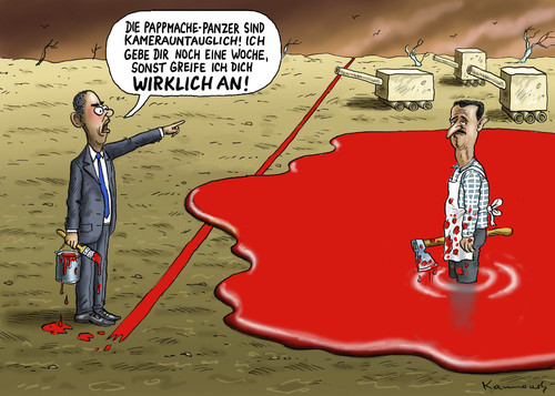 Cartoon: The show must go on (medium) by marian kamensky tagged assad,regime,syrien,bürgerkrieg,obamas,rote,linie,assad,regime,syrien,bürgerkrieg,obamas,rote,linie