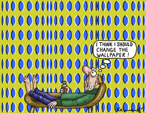Cartoon: The Wallpaper Change (medium) by marian kamensky tagged humor,optische täuschung,tapete,psyche,optische,täuschung