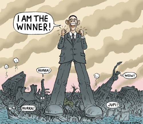 Cartoon: The winner Obama (medium) by marian kamensky tagged usa,wahlen,mitt,romney,barack,obama,kopf,am,rennen,republikaner,demokraten,usa,wahlen,mitt,romney,barack,obama,kopf,am,rennen,republikaner,demokraten