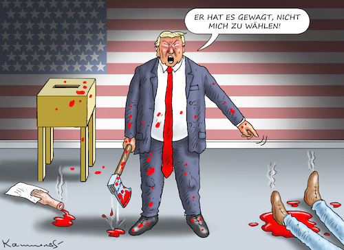 Cartoon: TRUMP DROHT MIT BLUTBAD (medium) by marian kamensky tagged trump,droht,mit,blutbad,trump,droht,mit,blutbad