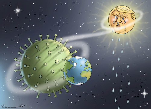 Cartoon: TRUMP IS NO MORE THE SUN (medium) by marian kamensky tagged coronavirus,epidemie,gesundheit,panik,stillegung,trump,pandemie,coronavirus,epidemie,gesundheit,panik,stillegung,trump,pandemie