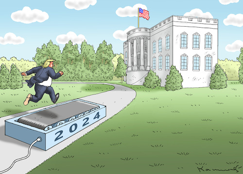 Cartoon: TRUMP IS RUNNING (medium) by marian kamensky tagged amerikanische,verfassung,republikaner,trump,amerikanische,verfassung,republikaner,trump
