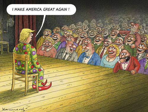 Cartoon: TRUMP MAKES AMERICA GREAT AGAIN (medium) by marian kamensky tagged faschismus,demokraten,republikaner,vanga,baba,usa,präsidentenwahlen,trump,obama,obama,trump,präsidentenwahlen,usa,baba,vanga,republikaner,demokraten,faschismus