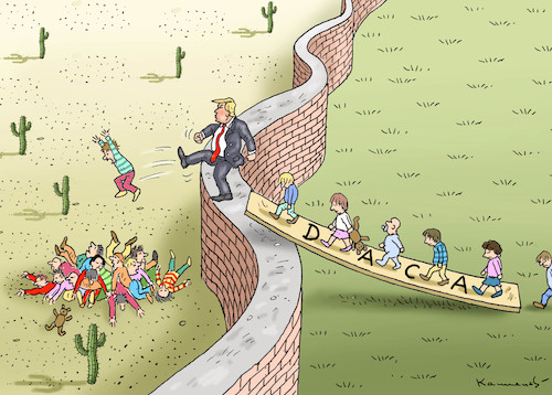 Cartoon: TRUMP UND DACA (medium) by marian kamensky tagged obama,trump,präsidentenwahlen,usa,baba,vanga,republikaner,inauguration,daca,demokraten,wikileaks,faschismus,obama,trump,präsidentenwahlen,usa,baba,vanga,republikaner,inauguration,daca,demokraten,wikileaks,faschismus