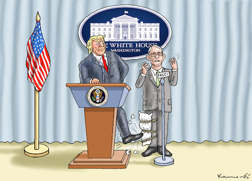 Cartoon: TRUMP VERSUS ANTHONY FAUCI (medium) by marian kamensky tagged coronavirus,epidemie,gesundheit,panik,stillegung,trump,pandemie,coronavirus,epidemie,gesundheit,panik,stillegung,trump,pandemie