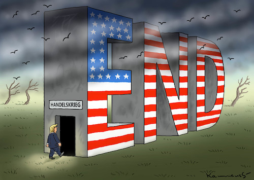 Cartoon: TRUMPS HANDELSKRIEG (medium) by marian kamensky tagged obama,trump,präsidentenwahlen,usa,baba,vanga,republikaner,inauguration,demokraten,wikileaks,faschismus,trumps,handelskrieg,strafzölle,obama,trump,präsidentenwahlen,usa,baba,vanga,republikaner,inauguration,demokraten,wikileaks,faschismus,trumps,handelskrieg,strafzölle