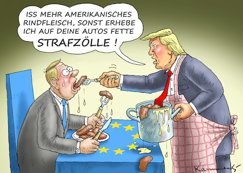 Cartoon: TRUMPS RINDFLEISCHZWANG (medium) by marian kamensky tagged brexit,theresa,may,england,eu,schottland,weicher,wahlen,boris,johnson,nigel,farage,ostern,seidenstrasse,xi,jinping,referendum,trump,monsanto,bayer,glyphosa,strafzölle,brexit,theresa,may,england,eu,schottland,weicher,wahlen,boris,johnson,nigel,farage,ostern,seidenstrasse,xi,jinping,referendum,trump,monsanto,bayer,glyphosa,strafzölle